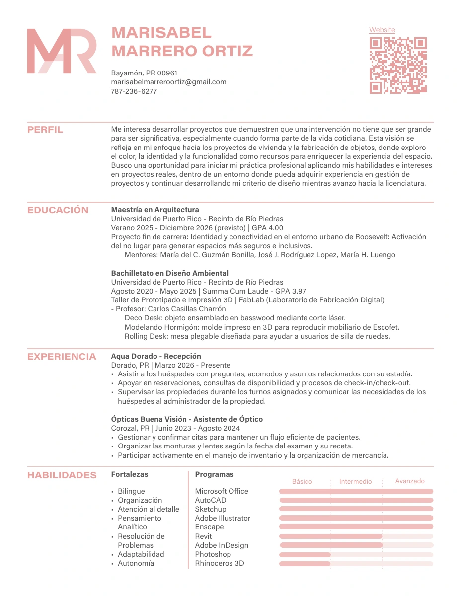 First page of Marisabel Marrero Ortiz’s résumé